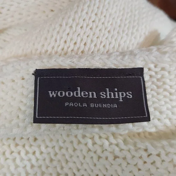 Wooden Ships Open Knit American Flag Star Sweater USA Patriotic Women's S/M - Picture 9 of 9